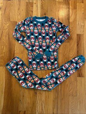 Hanna Andersson Kids Teal Nutcracker Print Long John Pajama Set Size 14